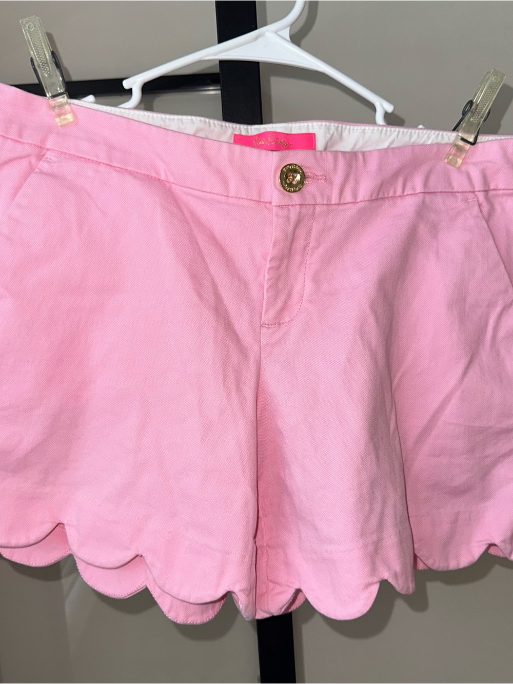 Lilly Pulitzer Pink Scalloped Hem High-Waist Shorts Sz 8